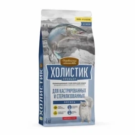 Сухой корм «Деревенские лакомства» Holistic Премьер для кастрированных и стерилизованных кошек с лососем, 2 кг