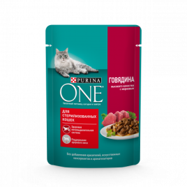 Purina One "Sterilized" паучи Говядина с морковью -75 гр
