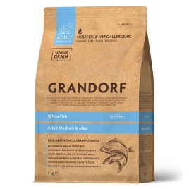 Сухой корм Grandorf Holistic белая рыба с рисом для взрослых собак средних и крупных пород, 3 кг
