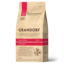 Сухой корм Grandorf Lamb & Turkey Indoor Ягненок с индейкой для домашних кошек, 2 кг