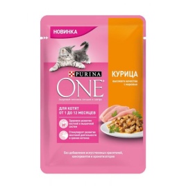 PURINA ONE "Junior" консервы 75 гр для котят c Курицей и морковью 1х26