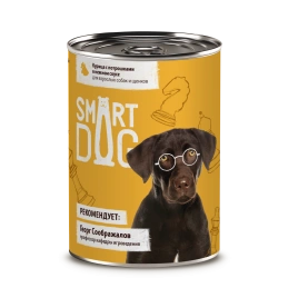 Влажный корм Smart Dog для для взрослых собак и щенков, кусочки курочки с потрошками в нежном соусе, 400 г
