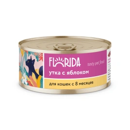 Влажный корм Florida для кошек с уткой с яблоком, 100 г