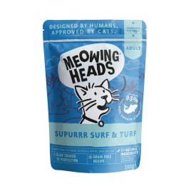 Влажный корм Meowing Heads Supurrr Surf & Turf для кошек и котят с сардинами, тунцом, курицей и говядиной - 0,100 кг