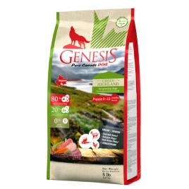 Genesis Pure Canada Green Highland Puppy для щенков, юниоров, беременных и кормящих взрослых собак всех пород с курицей, козой и ягненком - 2,268 кг