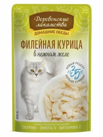 Влажный корм «Деревенские лакомства» для кошек с нежной филейной курицей, 70 г