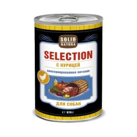 Solid Natura Selection Курица влажный корм для собак в жестяной банке 970 г