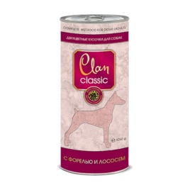 Clan Classic влажный корм для собак кусочки в соусе с форелью и лососем в консервах - 1,25 кг