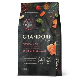 Сухой корм Grandorf Fresh Dog для взрослых собак средних и крупных пород для здоровья кожи и шерсти лосось с бататом 3 кг