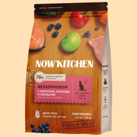 Сухой корм NOW'KITCHEN Fresh Adult для взрослых кошек со свежей форелью, лососем и овощами, 7.26 кг
