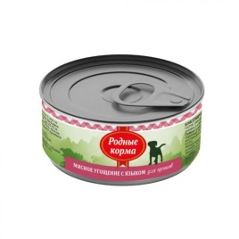 Родные корма Мясное угощение с Языком консервы для щенков 100 г