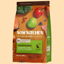 Сухой корм NOW'KITCHEN Fresh Kitten для котят со свежей индейкой, уткой, лососем и овощами, 400 г