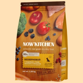 Сухой корм NOW'KITCHEN для щенков малых пород с индейкой, уткой, лососем и овощами, 1.59 кг