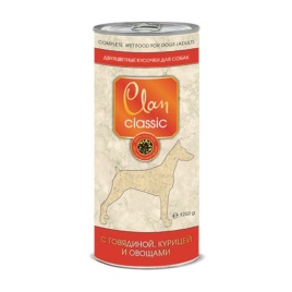 Clan Classic влажный корм для собак кусочки в соусе с говядиной и курицей и овощами в консервах - 1,25 кг