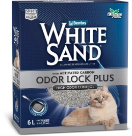 Наполнитель White Sand комкующийся "С усиленной блокировкой запахов" с активированным углем, 5.1 кг