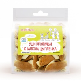 Dog Fest Уши кроличьи с мясом цыпленка для собак 500 г