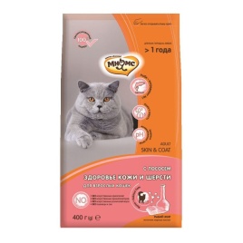Мнямс Skin & Coat сухой корм для взрослых кошек для кожи и шерсти с лососем - 400 г