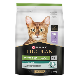 Сухой корм Purina Pro Plan Cat Adult Sterilised для стерилизованных кошек, с индейкой, 3 кг