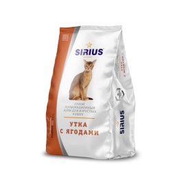 Sirius Сухой корм для взрослых кошек, утка с ягодами - 400 г