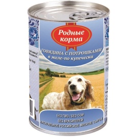 Родные Корма Говядина с потрошками в желе по купечески для собак - 410 г