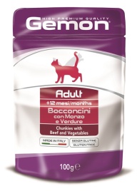 Gemon Cat Pouch паучи для кошек кусочки говядины с овощами - 100 г