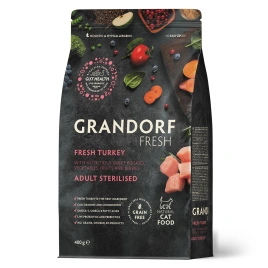 Сухой корм Grandorf Fresh Cat для стерилизованных кошек диетическая формула для особо аллергичных кошек индейка с бататом 400 г