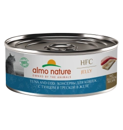 Влажный корм Almo Nature для кошек с тунцом и треской в желе, 100 г