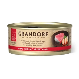 Влажный корм Grandorf Adult филе тунца с креветками для кошек, 70 г