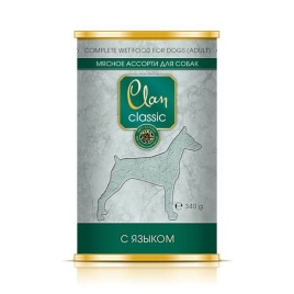 Clan Classic влажный корм для собак мясное ассорти с языком в консервах - 340 г