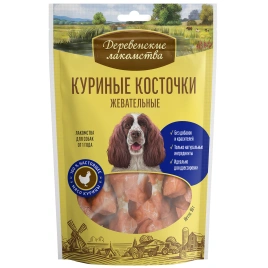 Лакомство «Деревенские лакомства» куриные косточки жевательные для собак, 90 г