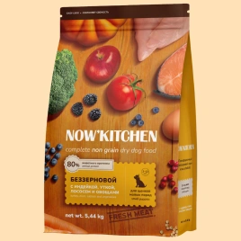 Сухой корм NOW'KITCHEN для щенков малых пород с индейкой, уткой, лососем и овощами, 5.44 кг