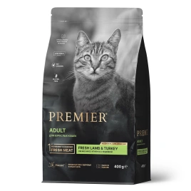 Сухой корм Premier Cat Lamb&Turkey ADULT для взрослых кошек свежее мясо ягненок с индейкой 400 г