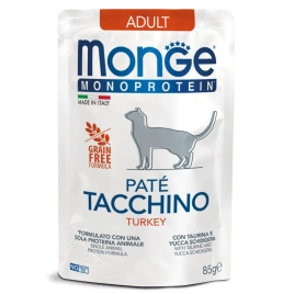 Влажный корм Monge Cat Monoprotein Turkey для взрослых кошек с индейкой, 85 г