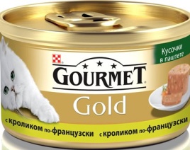 Консервы Gourmet Gold Terrine для взрослых кошек паштет с кусочками с кроликом - 85 г