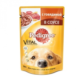 Pedigree влажный корм в паучах с говядиной в соусе для взрослых собак - 100 г