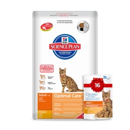 Hill's Science Plan Optimal Care корм для кошек от 1 до 6 лет курица 10 кг