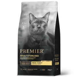 Сухой корм Premier Cat Turkey STERILISED для стерилизованных кошек свежее мясо индейка 2 кг