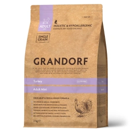 Сухой корм Grandorf Mini Turkey для взрослых собак мелких пород, с индейкой, 3 кг