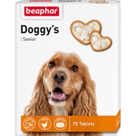 Лакомство Beaphar Senior Doggy`s для собак старше 7 лет минеральное с L-карнитином - 75 таблеток