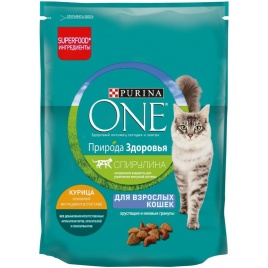Сухой корм Purina One Природа Здоровья для взрослых кошек с курицей - 180 г