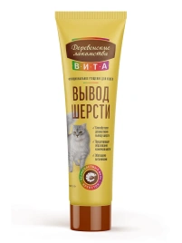 Лакомство «Деревенские лакомства» «Вита» паста для вывода шерсти со вкусом креветки для кошек, 60 г