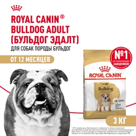 Сухой корм Royal Canin Bulldog Adult для собак породы английский бульдог, 3 кг