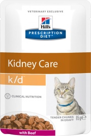 Влажный диетический корм для кошек Hill's Prescription Diet k/d Kidney Care при хронической болезни почек, с говядиной - 85 г
