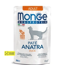 Влажный корм Monge Cat Fresh Duck для стерилизованных кошек с уткой, 85 г