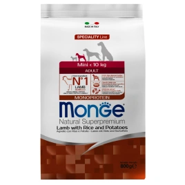 Сухой корм Monge Dog Speciality Line Extra Small Lamb &amp;amp; Rice &amp;amp; Potato для взрослых собак миниатюрных пород с мясом ягненка, рисом и картофелем, 800 г