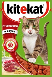 Kitekat корм для кошек в паучах с Говядиной в соусе 85 г