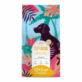 Florida сухой корм для взрослых собак малых пород с курицей и яблоком 14 кг