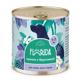 Влажный корм Florida для собак с кроликом с брусникой, 240 г