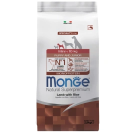 Сухой корм Monge Dog Speciality Line Monoprotein Mini Lamb &amp;amp; Rice для щенков и беременных собак мелких пород с мясом ягненка и рисом, 2,5 кг
