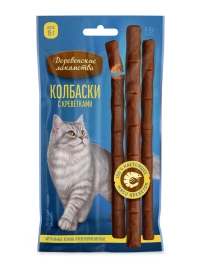 Лакомство «Деревенские лакомства» колбаски с креветкой для кошек, 15 г